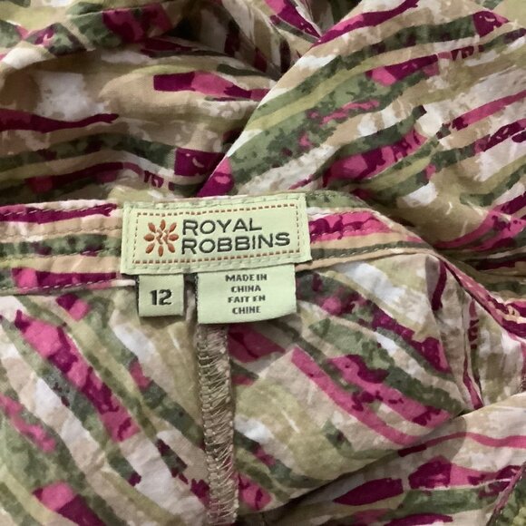 Royal Robbins A-line Skirt Women Size 12 Multicolor 100% Cotton Pockets Side Zip - Picture 8 of 10